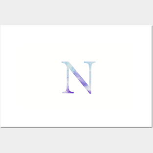 Blue Nu Watercolor Letter Posters and Art